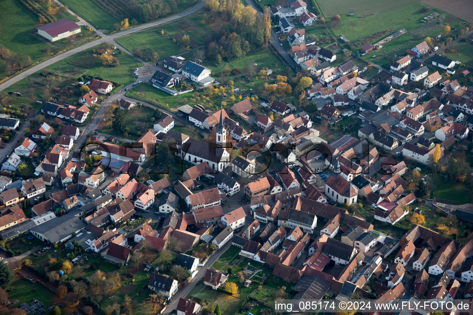 Aerial photograpy of Göcklingen in the state Rhineland-Palatinate, Germany