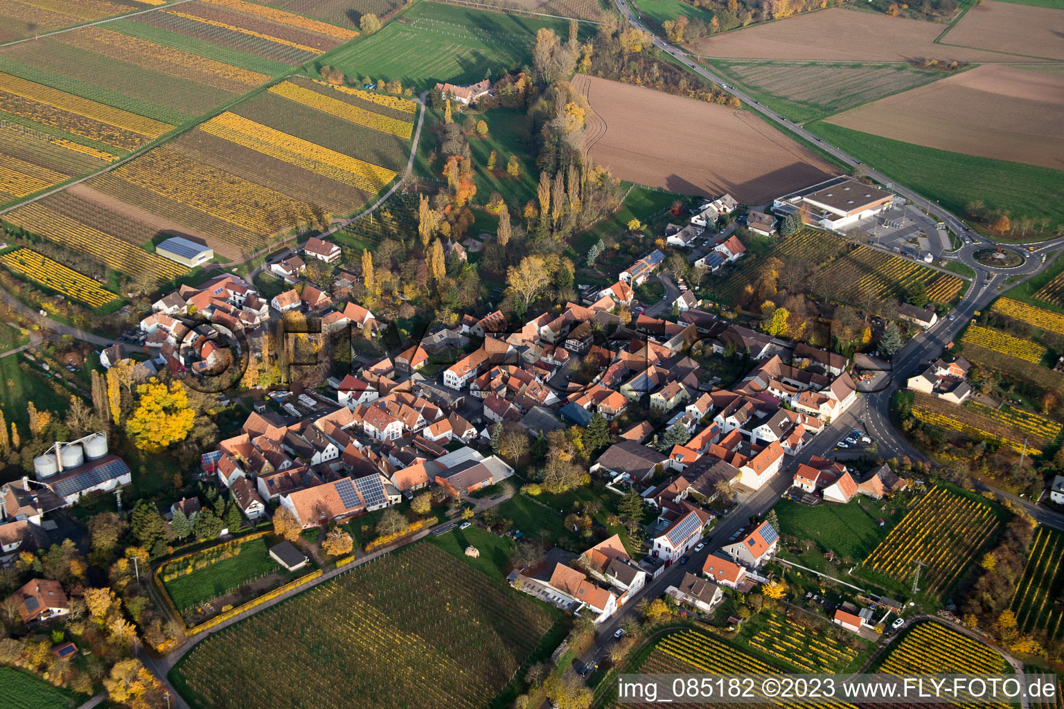 District Appenhofen in Billigheim-Ingenheim in the state Rhineland-Palatinate, Germany viewn from the air