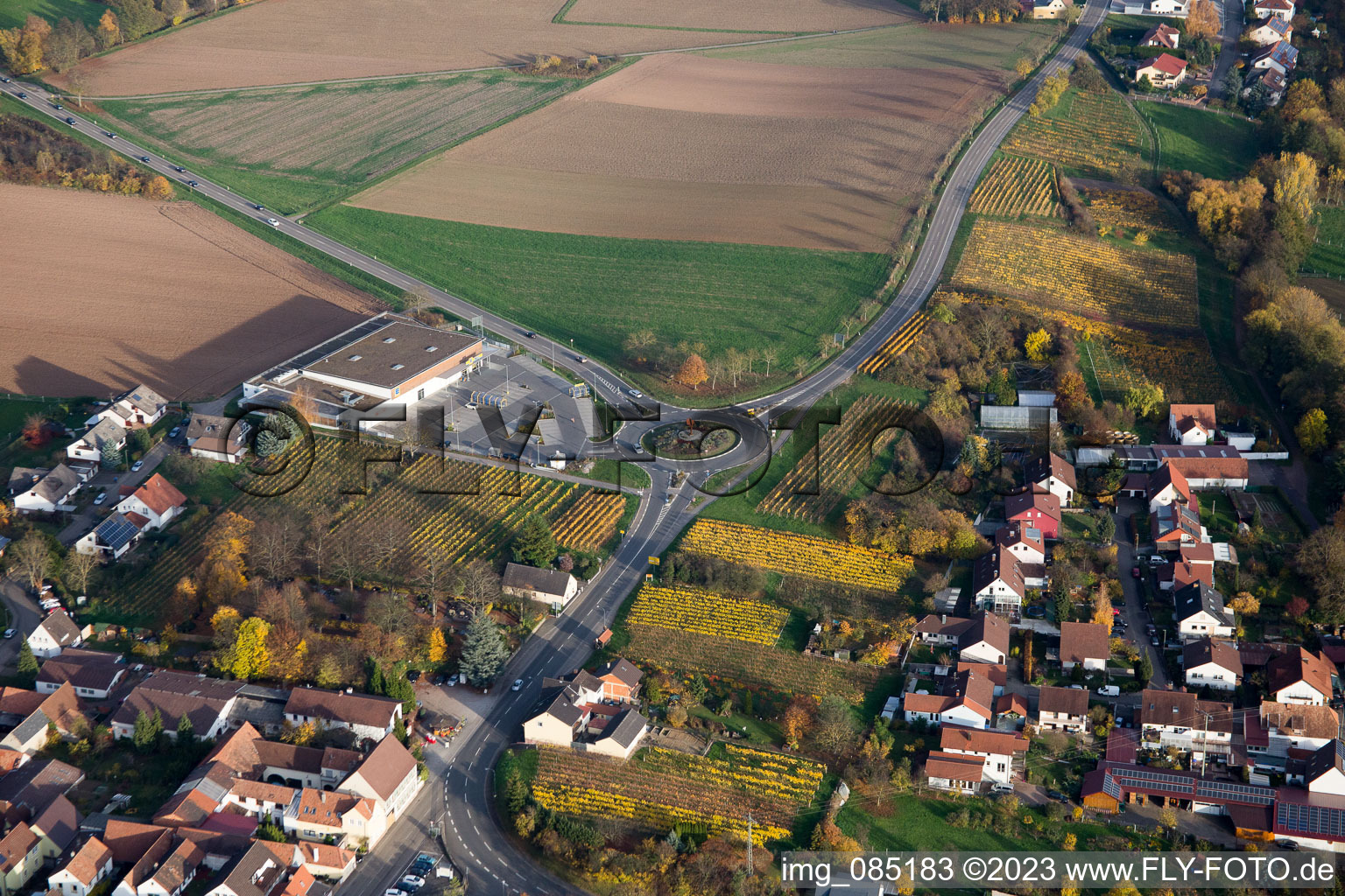 Drone recording of District Appenhofen in Billigheim-Ingenheim in the state Rhineland-Palatinate, Germany