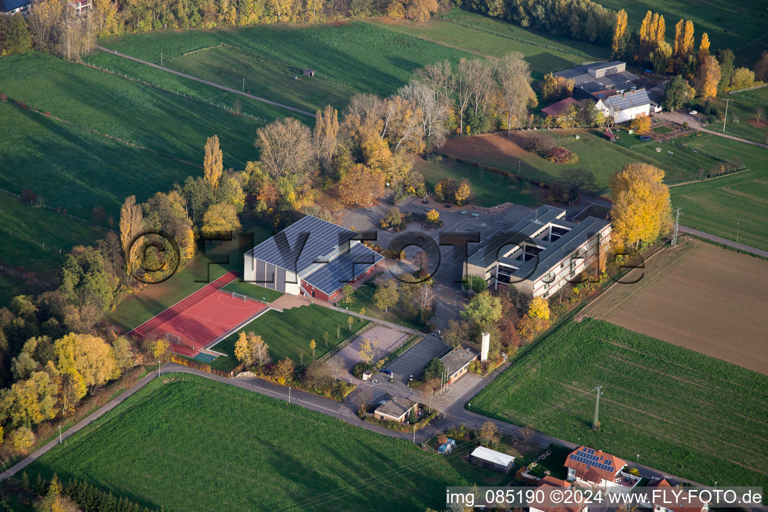 Oblique view of District Ingenheim in Billigheim-Ingenheim in the state Rhineland-Palatinate, Germany