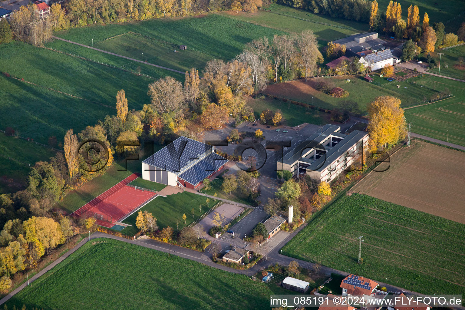 District Ingenheim in Billigheim-Ingenheim in the state Rhineland-Palatinate, Germany from above