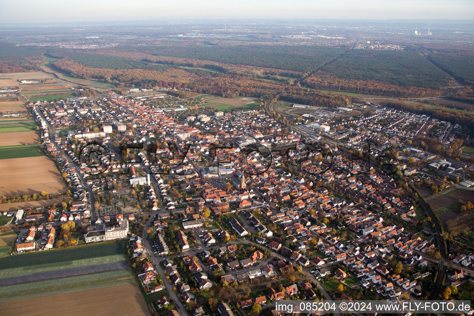 Kandel in the state Rhineland-Palatinate, Germany seen from above