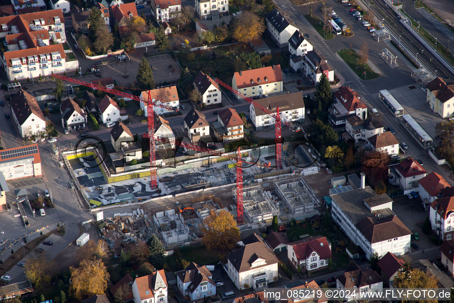 New development area “In the city center” between Bismarckstrasse and Gartenstrasse in Kandel in the state Rhineland-Palatinate, Germany out of the air