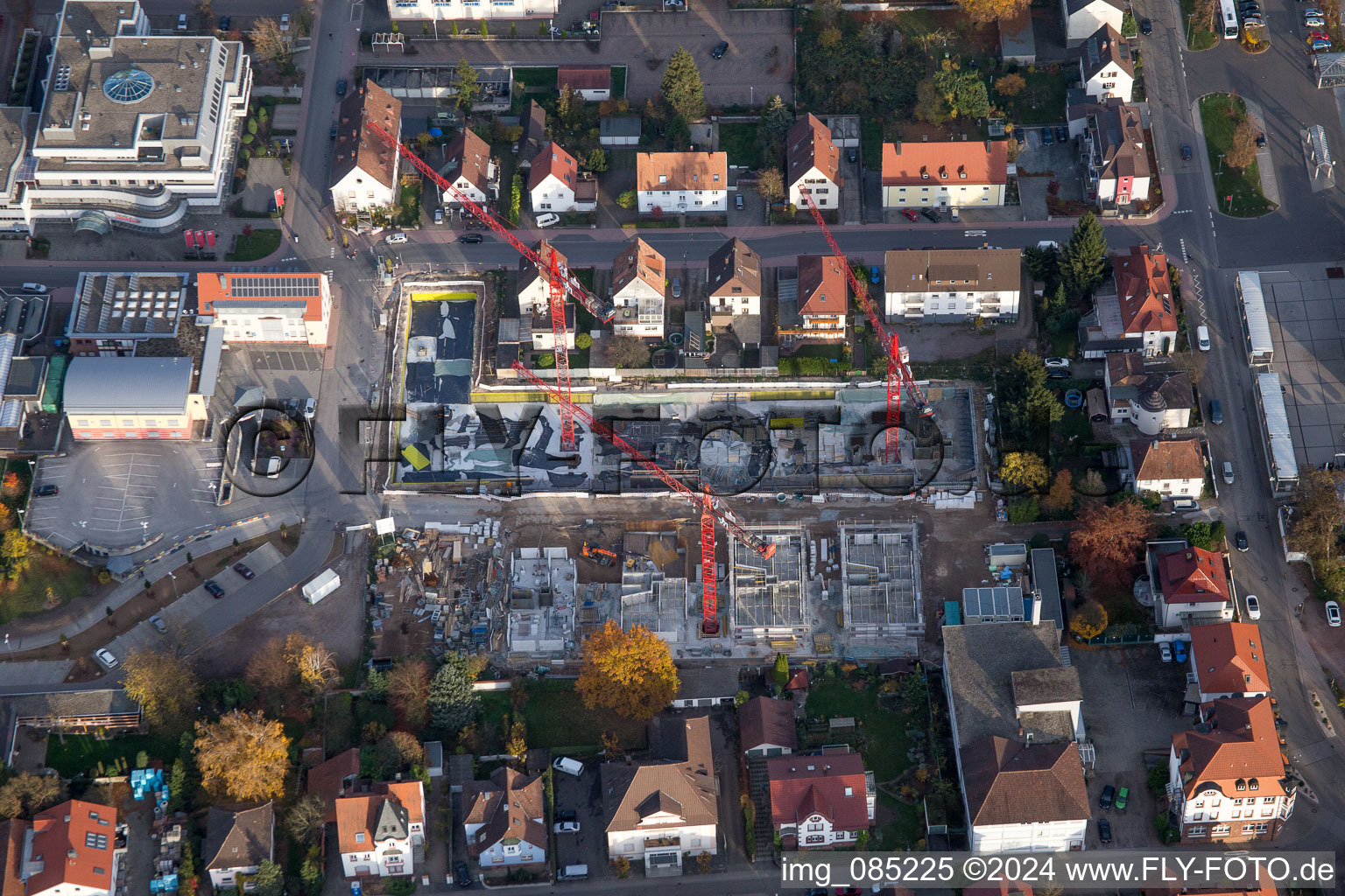 Aerial photograpy of Construction site for City Quarters Building 'Im Stadtkern' in Kandel in the state Rhineland-Palatinate, Germany