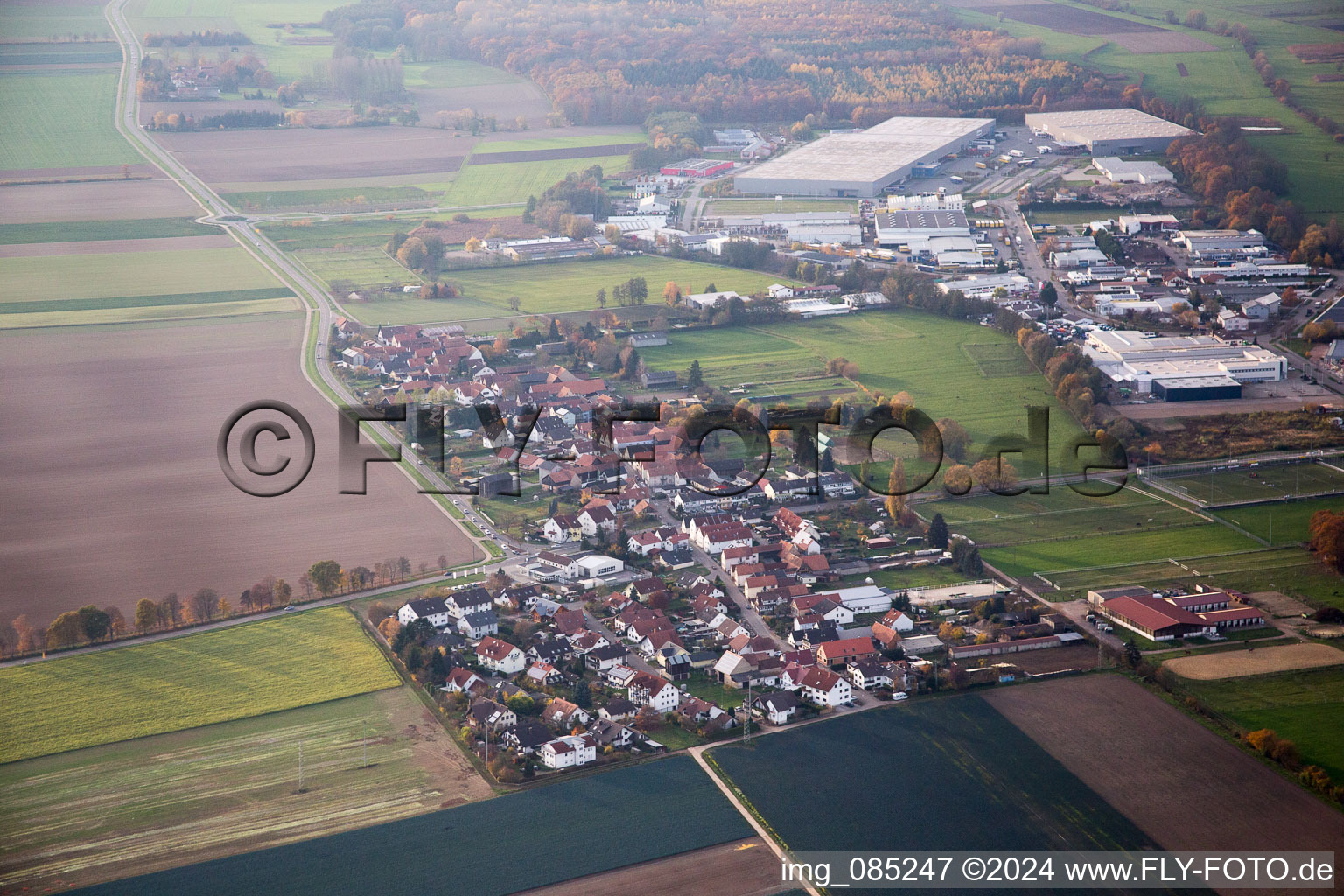 District Minderslachen in Kandel in the state Rhineland-Palatinate, Germany seen from a drone