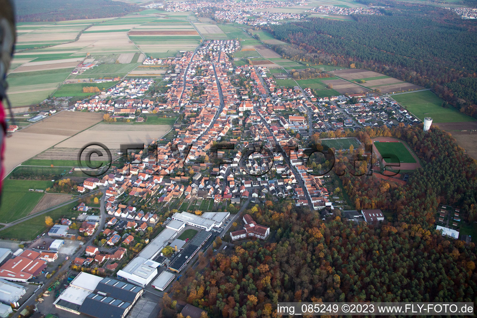 Aerial view of Hatzenbühl in the state Rhineland-Palatinate, Germany