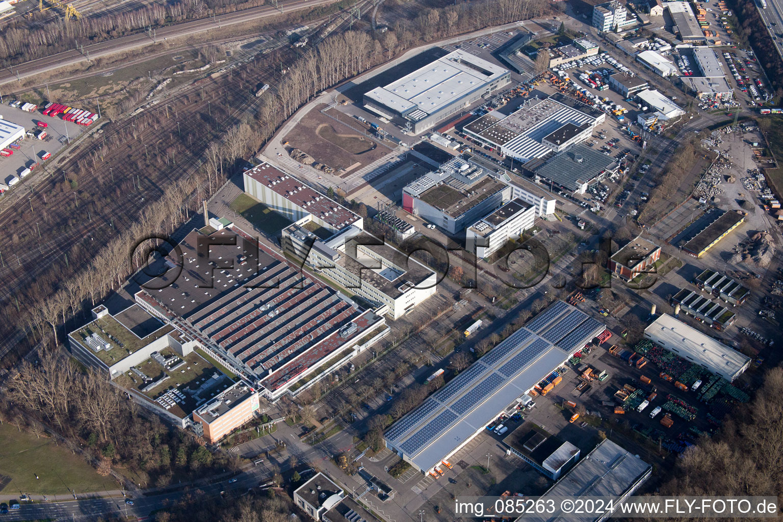 District Rintheim in Karlsruhe in the state Baden-Wuerttemberg, Germany viewn from the air