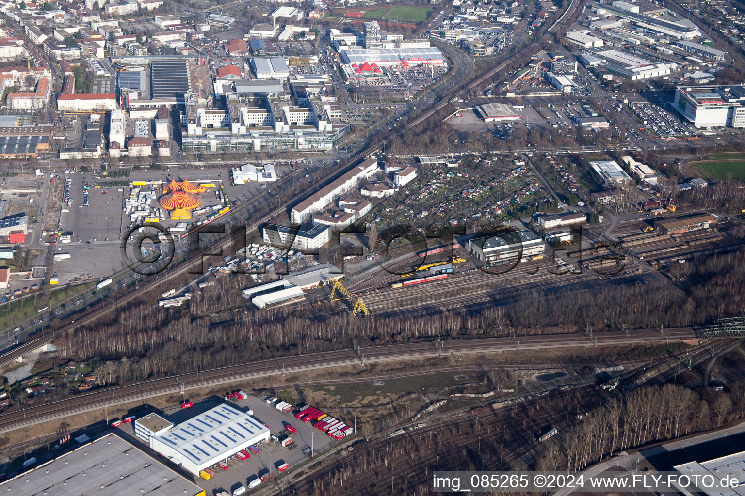 Drone recording of District Rintheim in Karlsruhe in the state Baden-Wuerttemberg, Germany