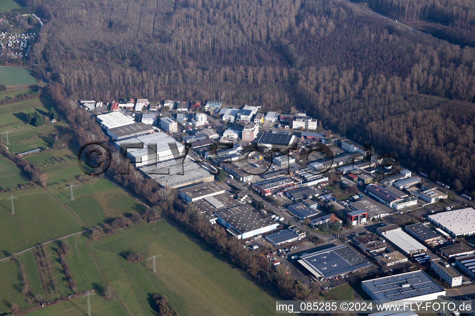 Oblique view of At the Roßweid in the district Grötzingen in Karlsruhe in the state Baden-Wuerttemberg, Germany