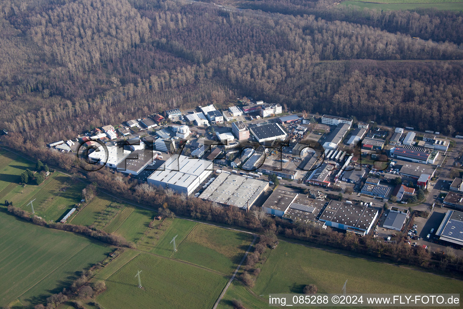 On the Roßweid in the district Grötzingen in Karlsruhe in the state Baden-Wuerttemberg, Germany from above