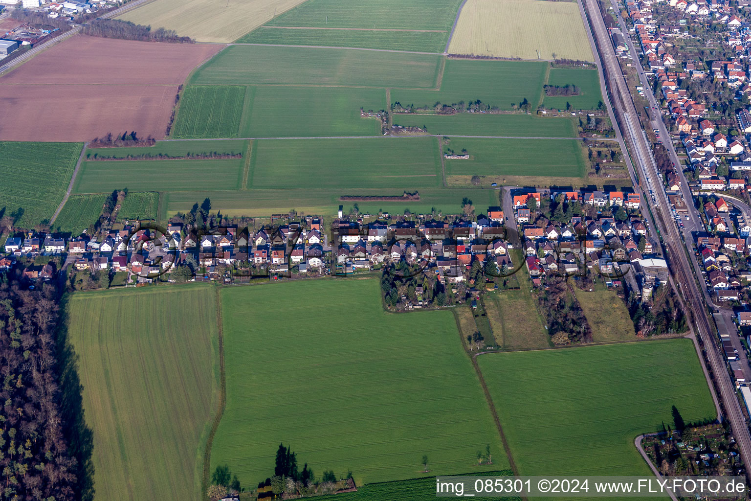 Residential area of a multi-family house settlement in of Eggensteiner Strasse in Stutensee in the state Baden-Wurttemberg, Germany