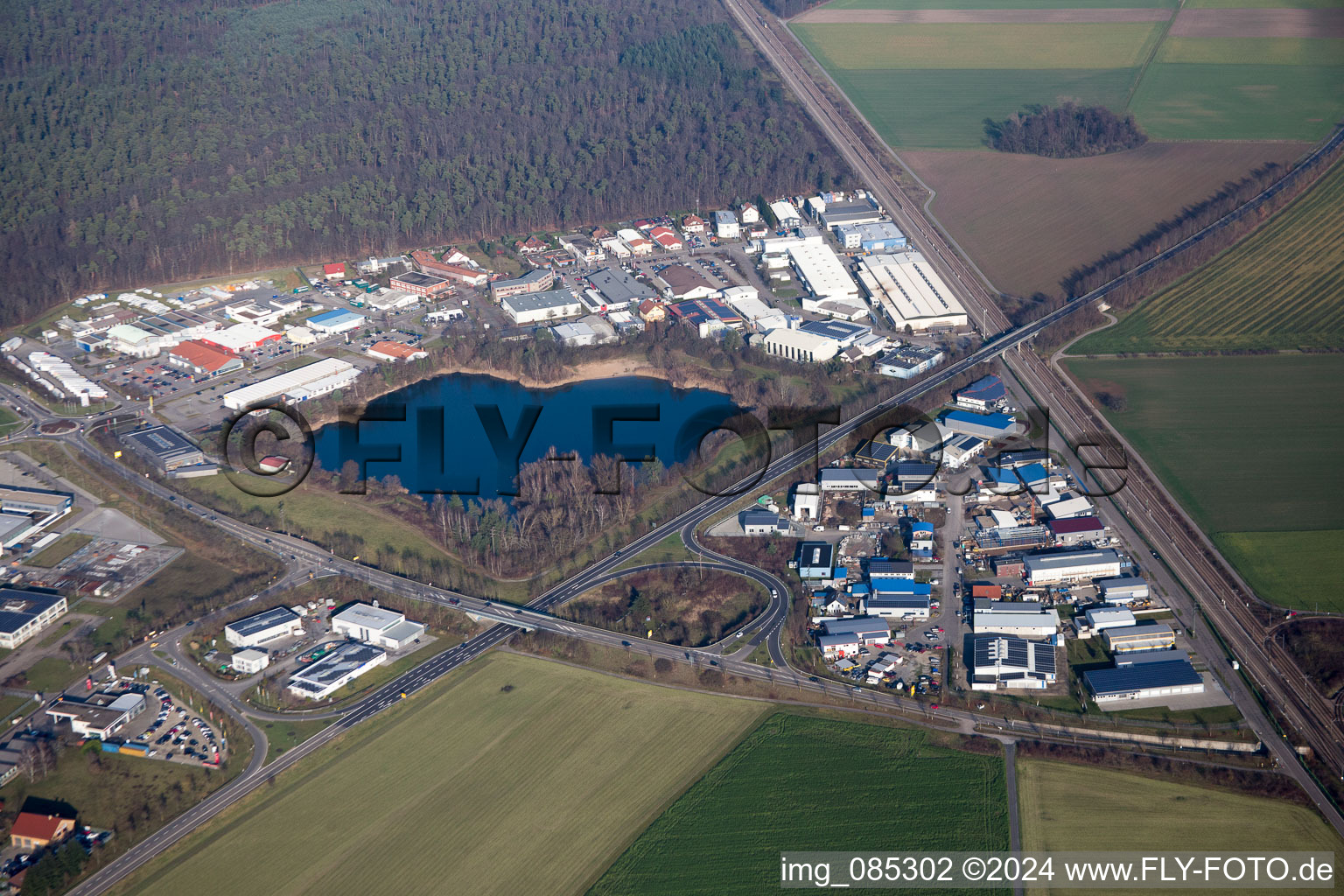 Aerial view of District Blankenloch in Stutensee in the state Baden-Wuerttemberg, Germany