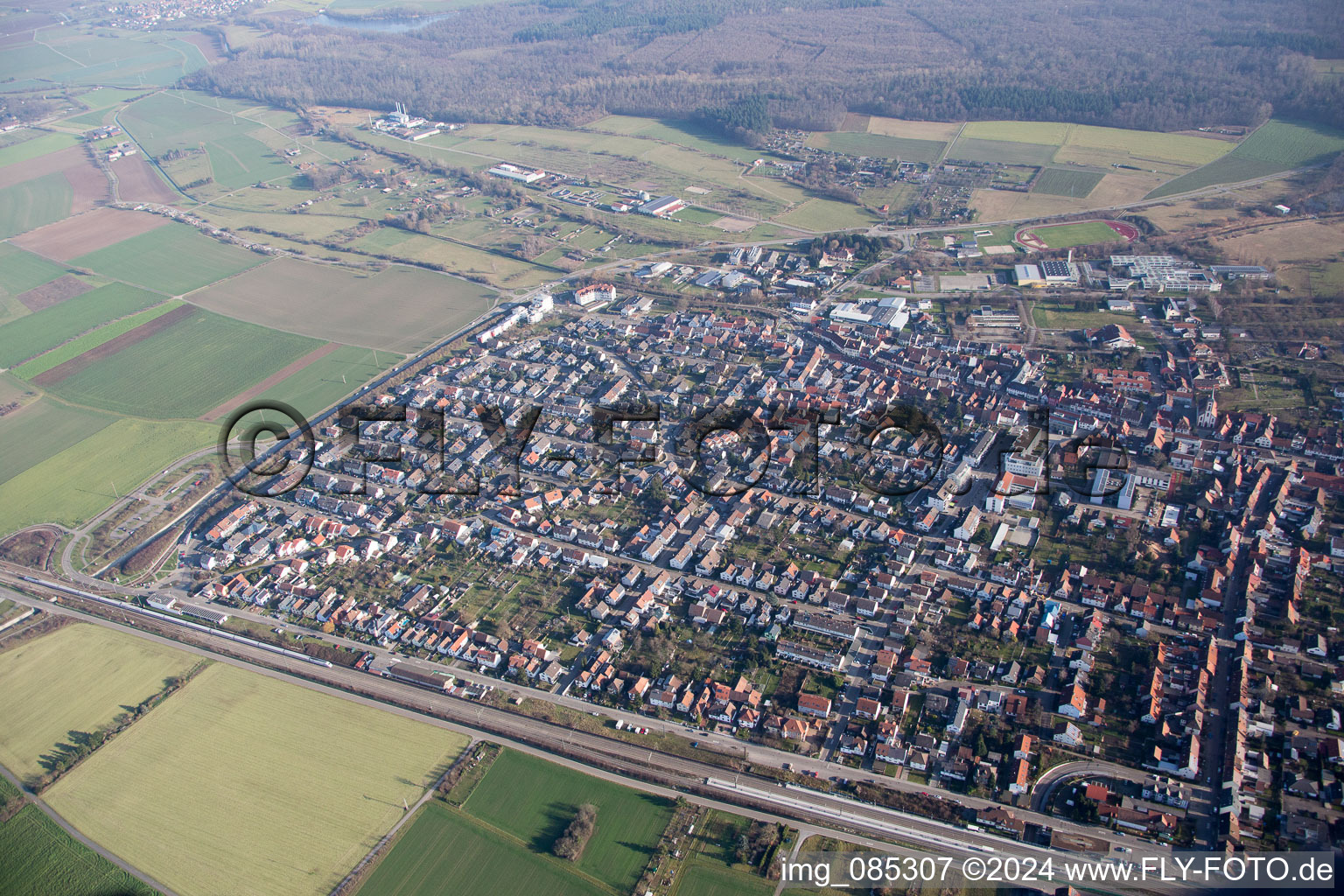 Aerial photograpy of District Blankenloch in Stutensee in the state Baden-Wuerttemberg, Germany