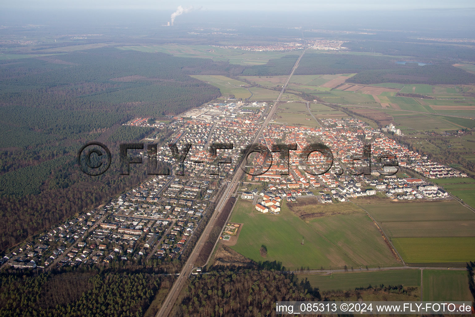 Aerial photograpy of District Friedrichstal in Stutensee in the state Baden-Wuerttemberg, Germany