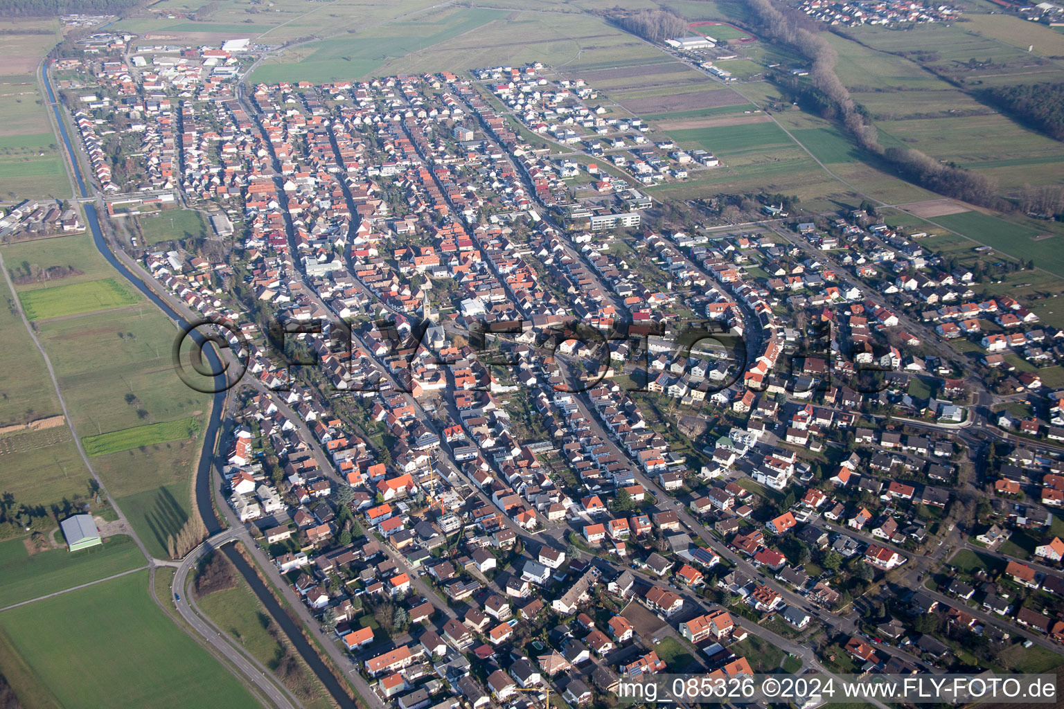 District Neuthard in Karlsdorf-Neuthard in the state Baden-Wuerttemberg, Germany