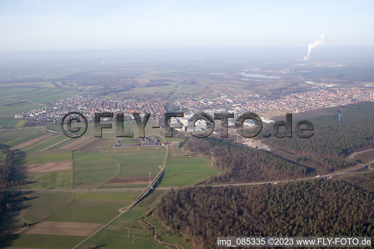 Oblique view of District Graben in Graben-Neudorf in the state Baden-Wuerttemberg, Germany