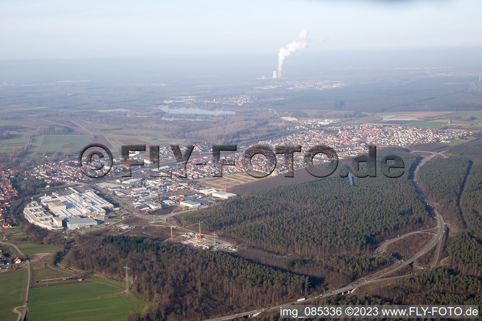 District Graben in Graben-Neudorf in the state Baden-Wuerttemberg, Germany from above