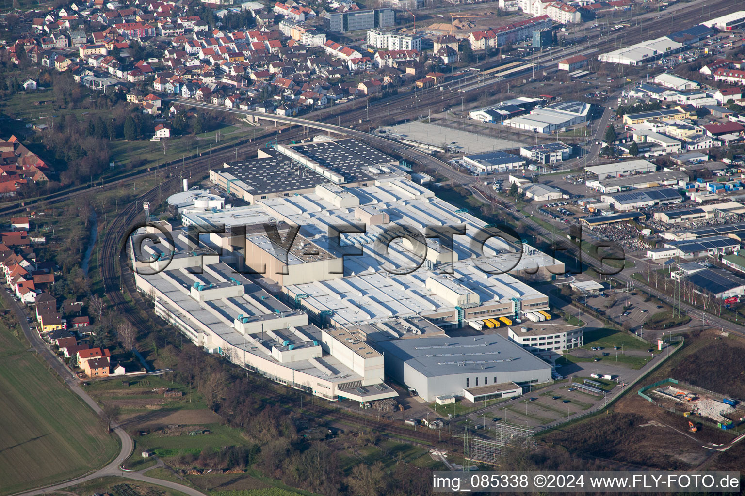 Building and production halls on the premises of SEW-EURODRIVE GmbH & Co KG in Graben-Neudorf in the state Baden-Wurttemberg, Germany