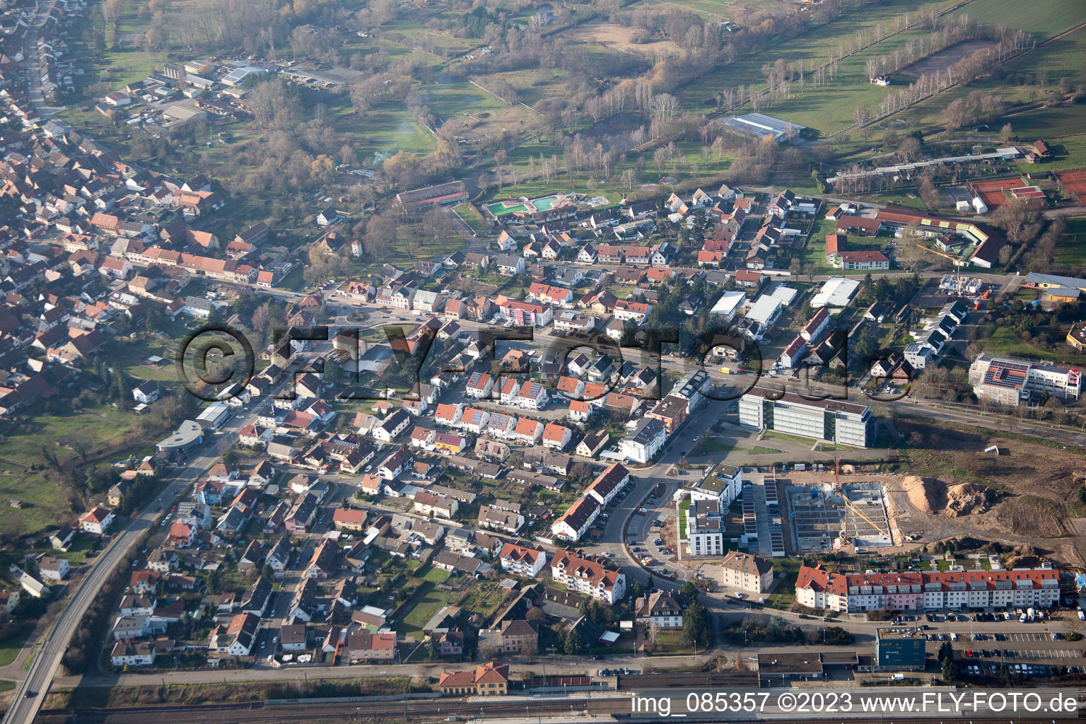 Bahnhofsring in the district Graben in Graben-Neudorf in the state Baden-Wuerttemberg, Germany