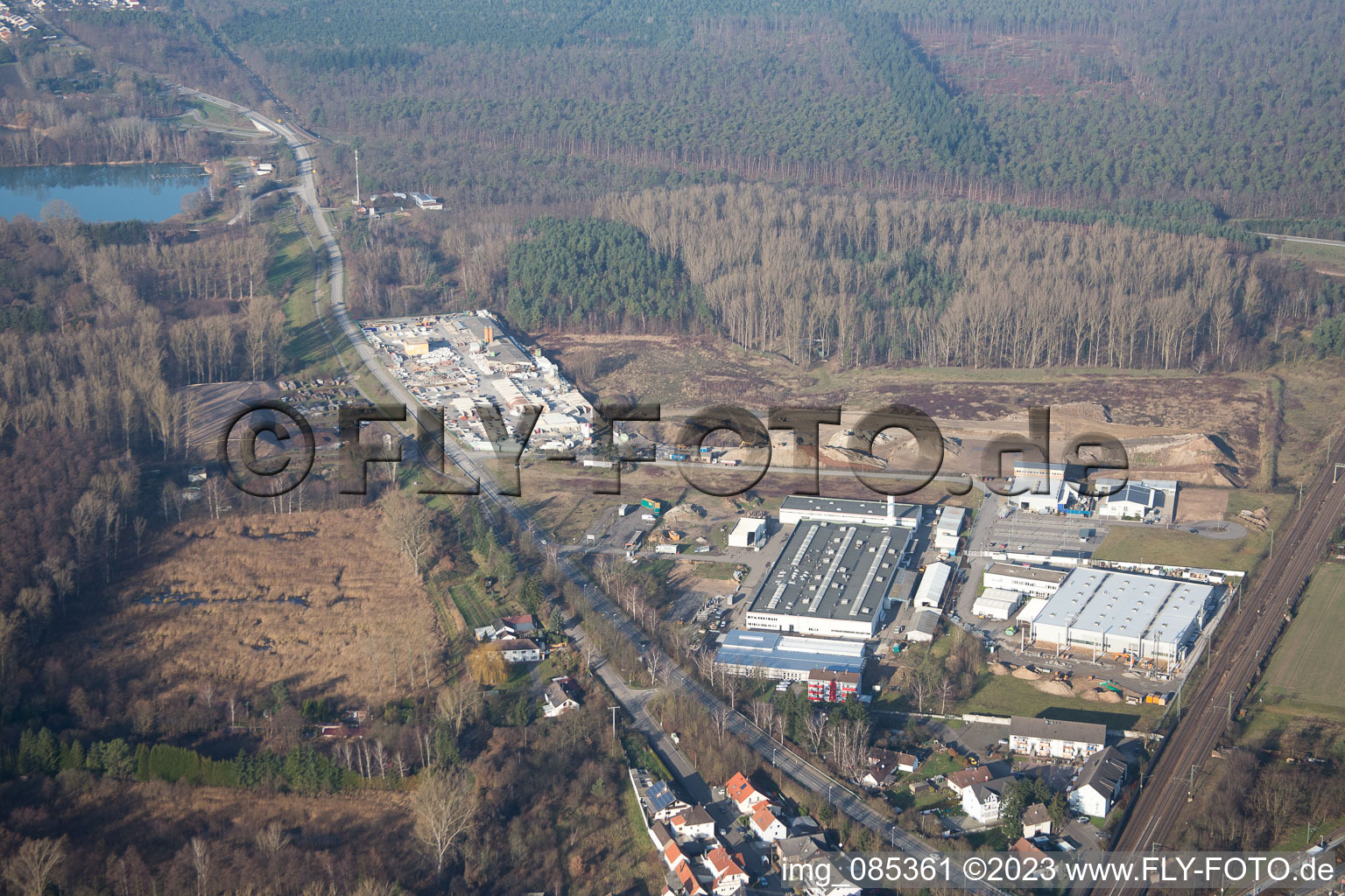 Aerial view of District Neudorf in Graben-Neudorf in the state Baden-Wuerttemberg, Germany