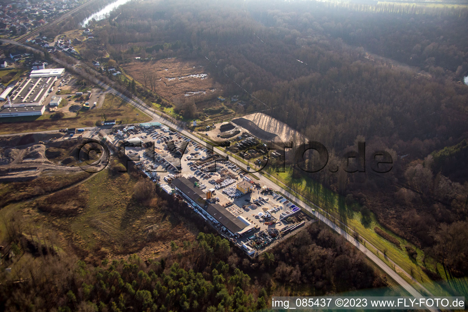 Aerial view of Garden gravel in the district Neudorf in Graben-Neudorf in the state Baden-Wuerttemberg, Germany