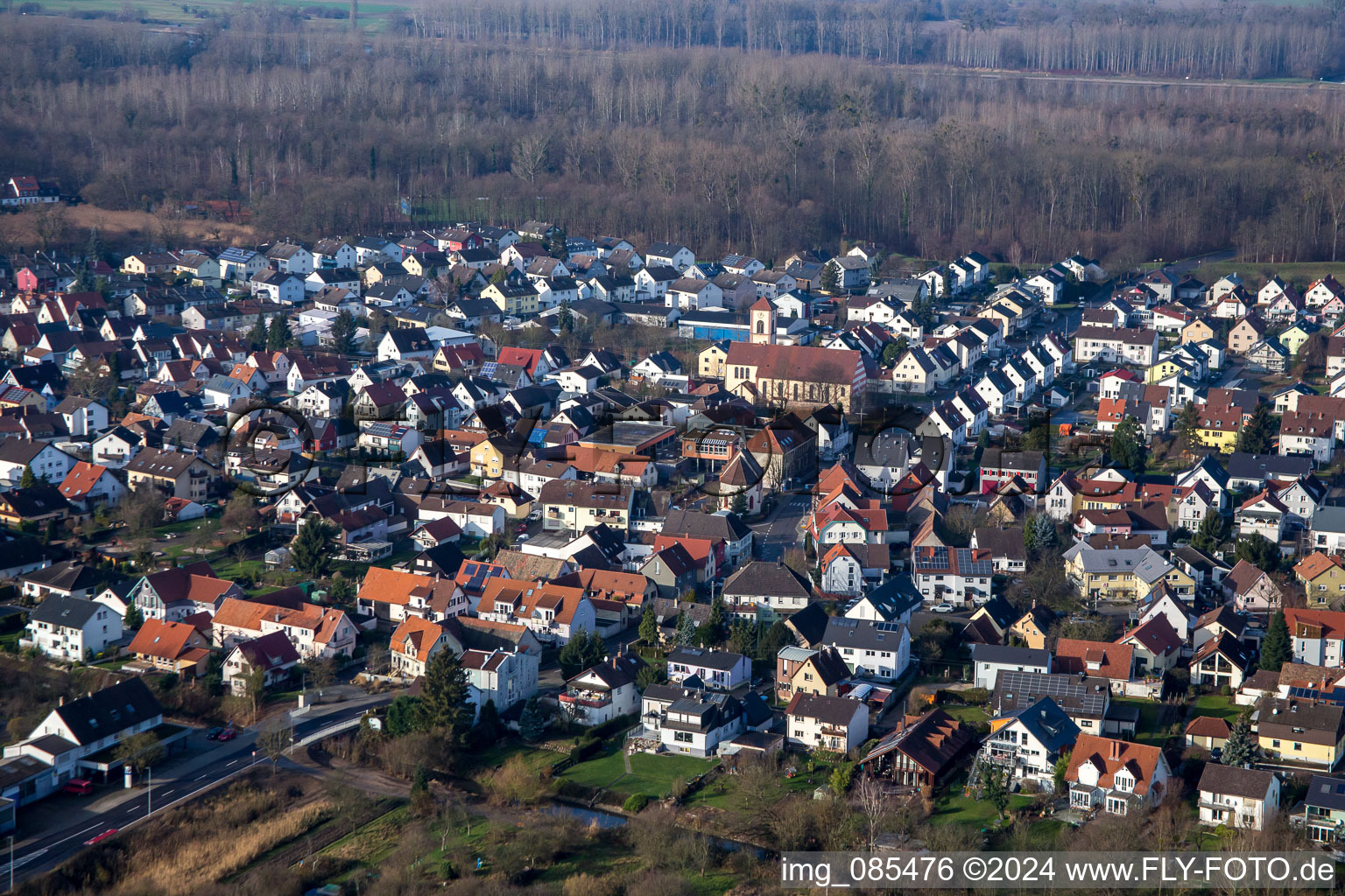 Rheinstr in the district Neuburgweier in Rheinstetten in the state Baden-Wuerttemberg, Germany