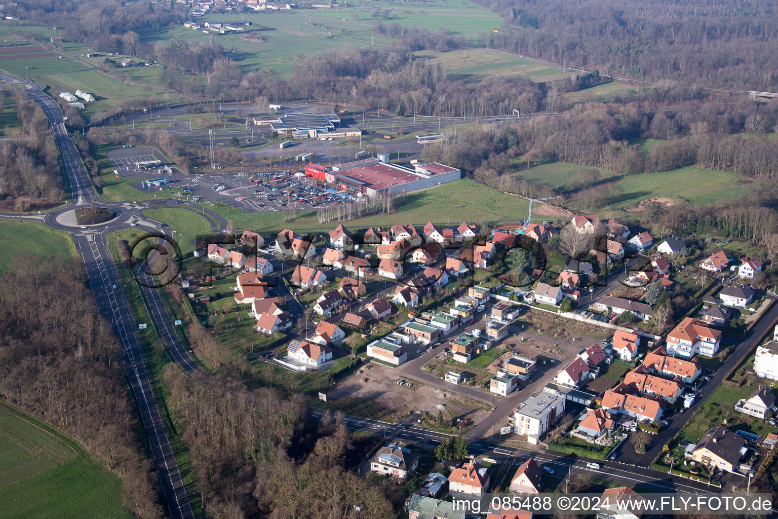 Lauterbourg in the state Bas-Rhin, France from a drone