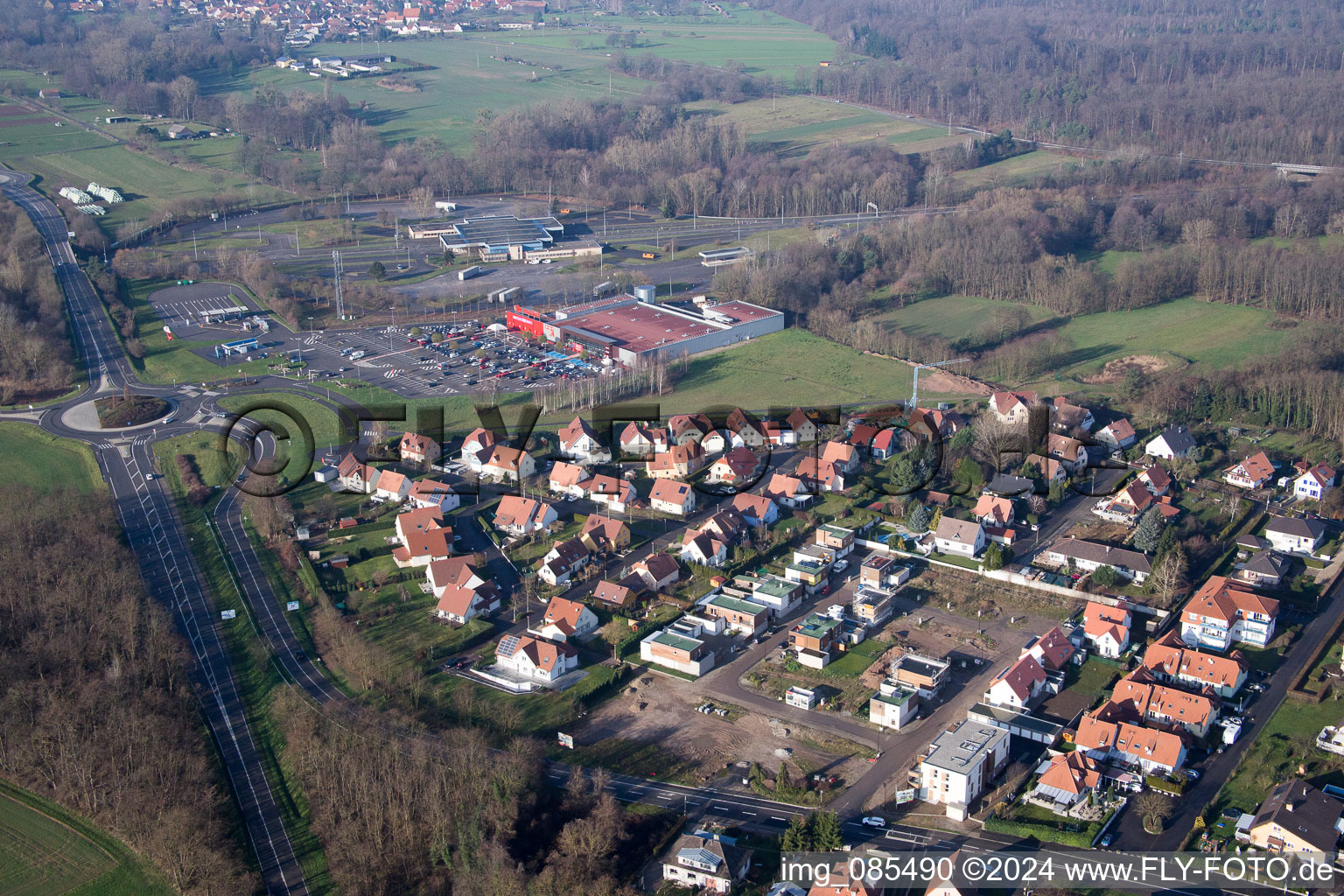 Aerial view of Lauterbourg in the state Bas-Rhin, France