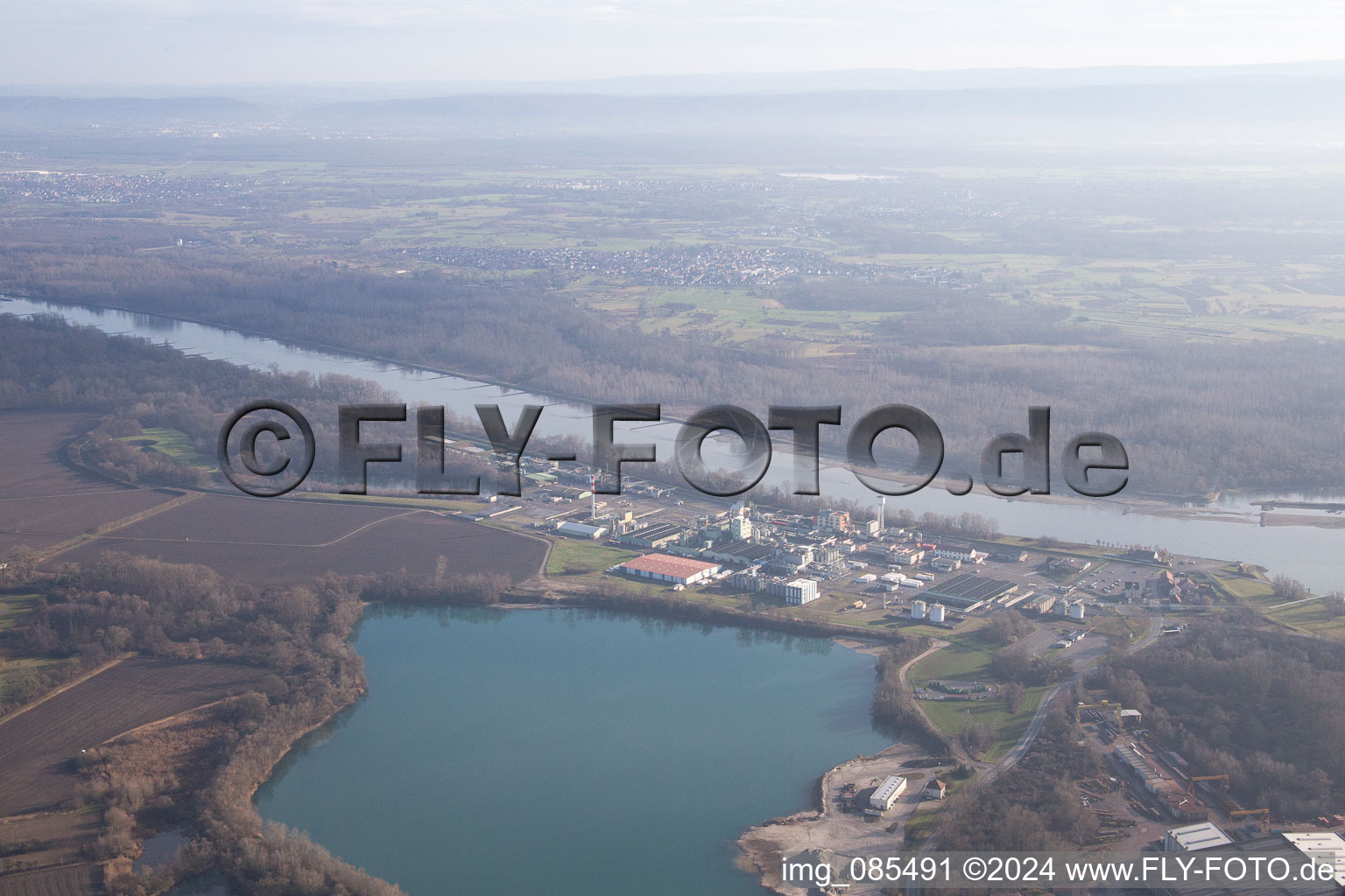 Aerial photograpy of Lauterbourg in the state Bas-Rhin, France