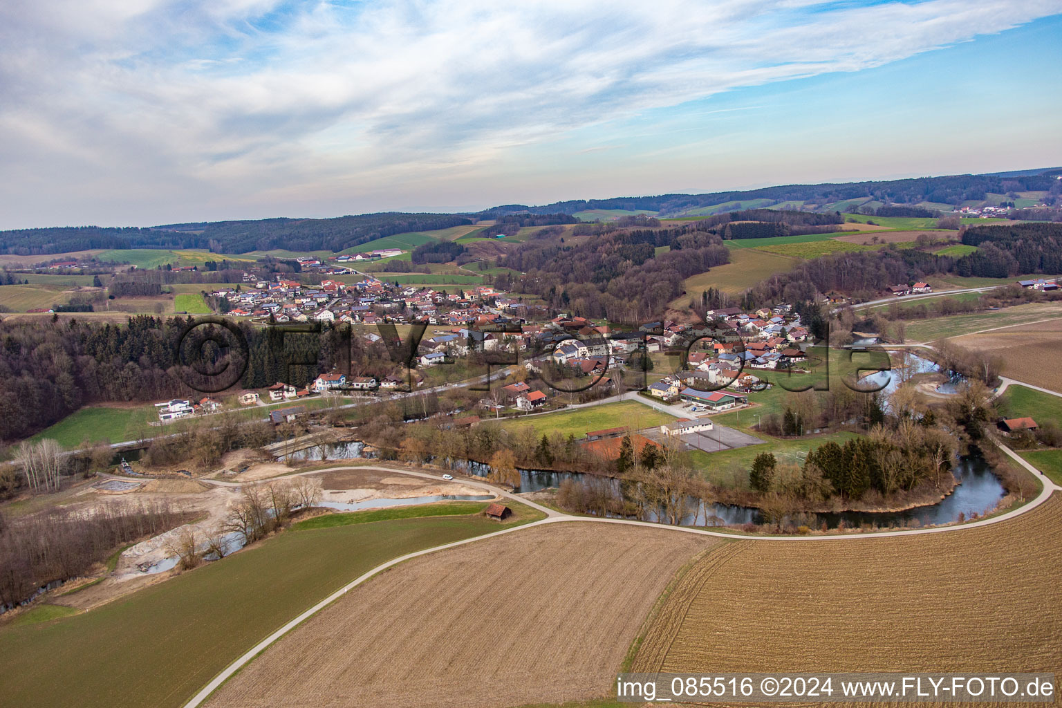 Aerial view of Brombach in the state Bavaria, Germany