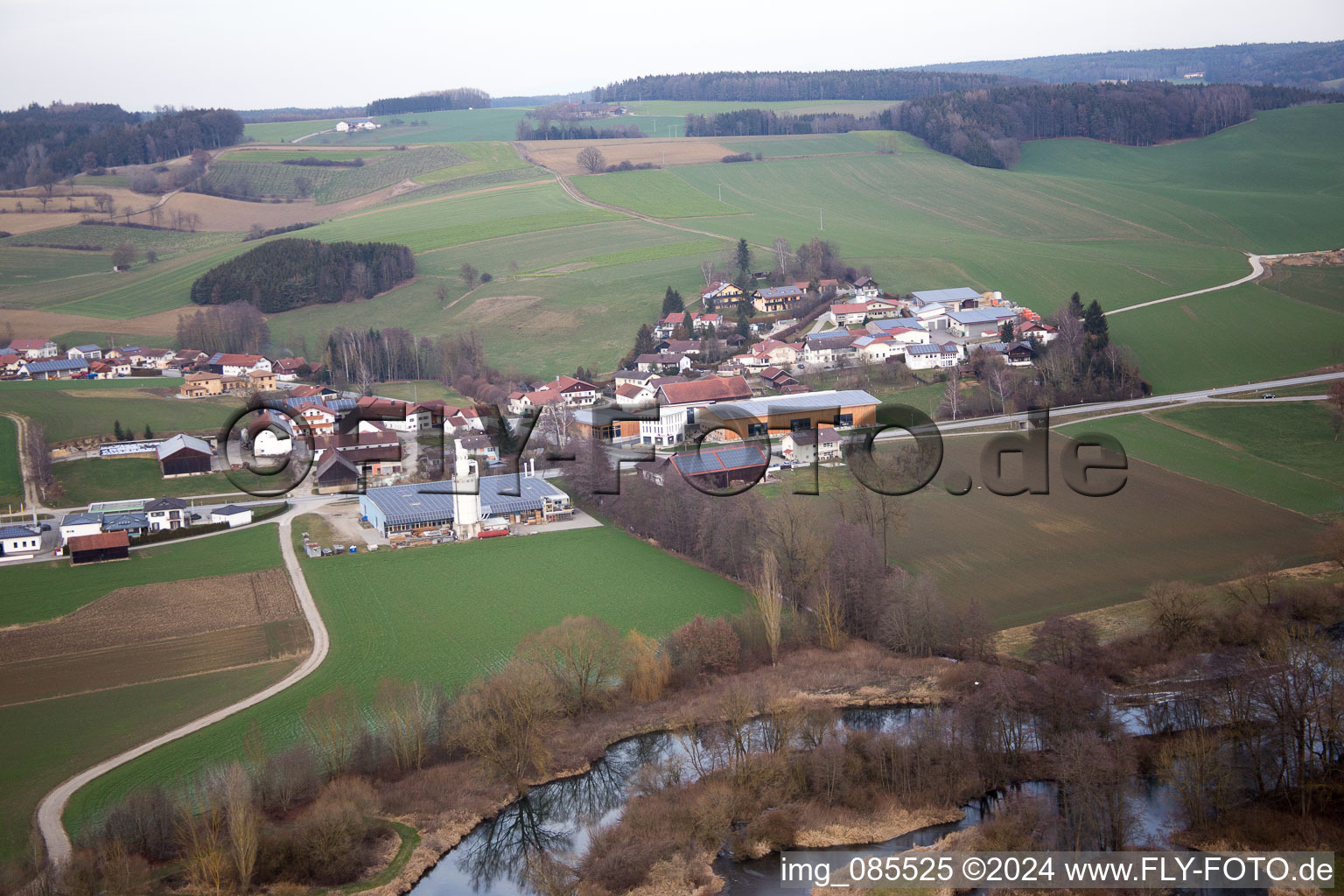 Aerial view of Nindorf in the state Bavaria, Germany