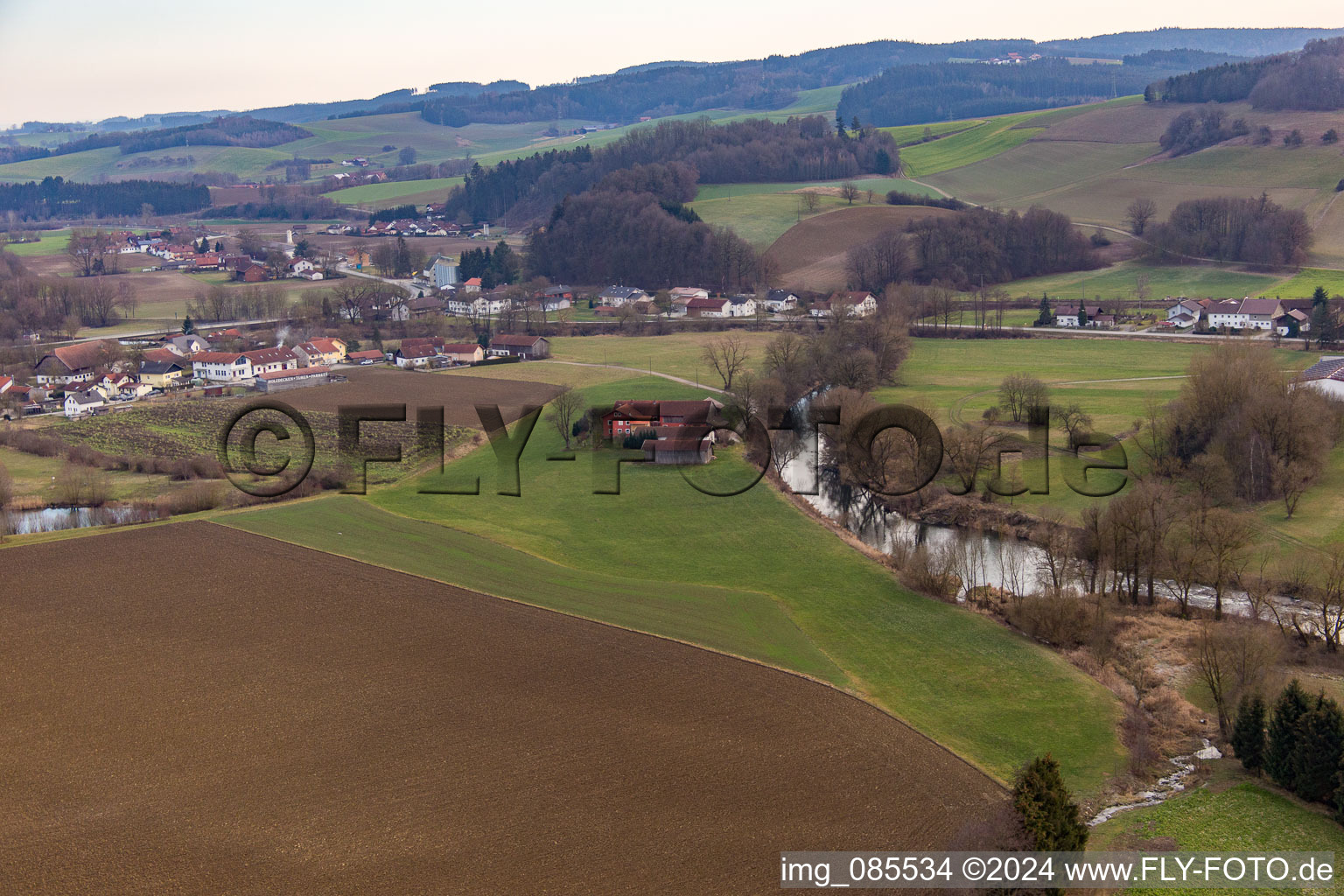 Aerial view of District Schwaibach in Bad Birnbach in the state Bavaria, Germany