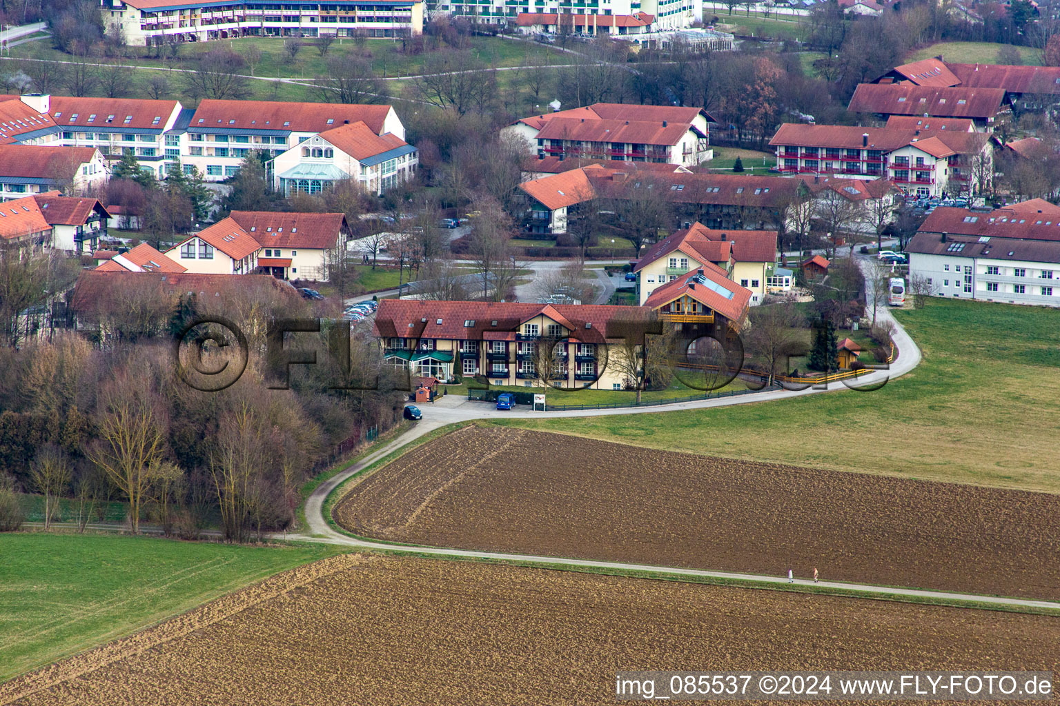 Aerial view of District Aunham in Bad Birnbach in the state Bavaria, Germany