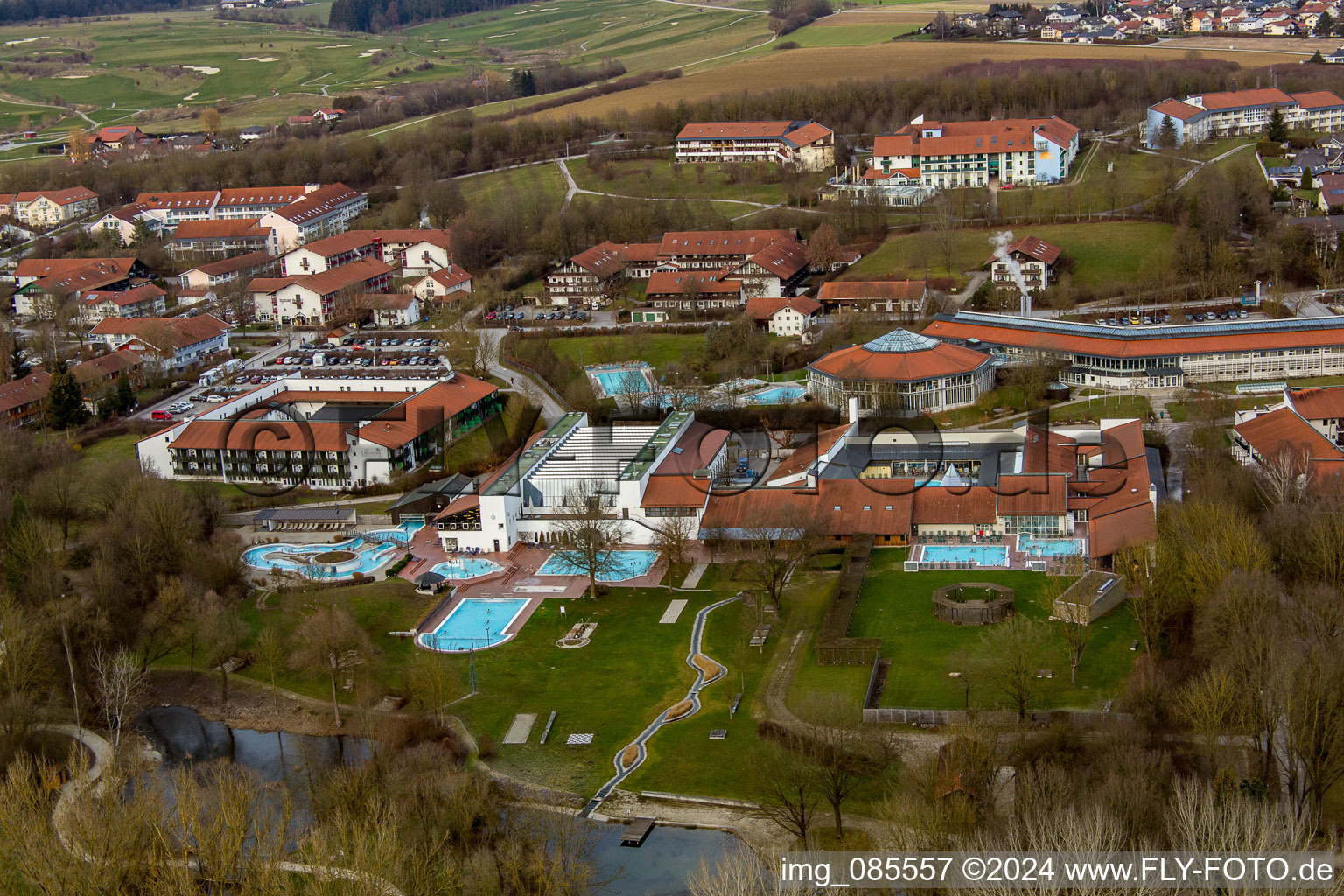 Rottal Thermal Baths in the district Aunham in Bad Birnbach in the state Bavaria, Germany seen from above