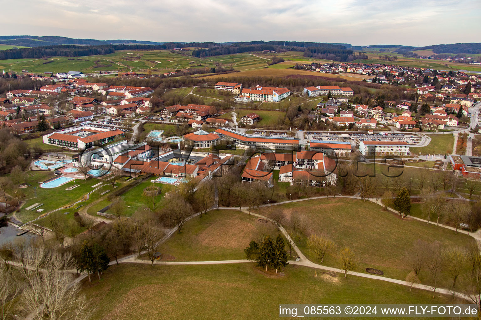 Rottal Thermal Baths in the district Aunham in Bad Birnbach in the state Bavaria, Germany viewn from the air