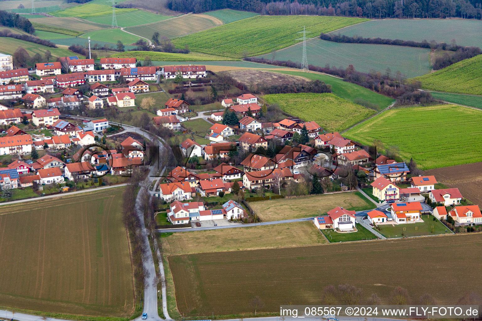 Oblique view of Bad Birnbach in the state Bavaria, Germany