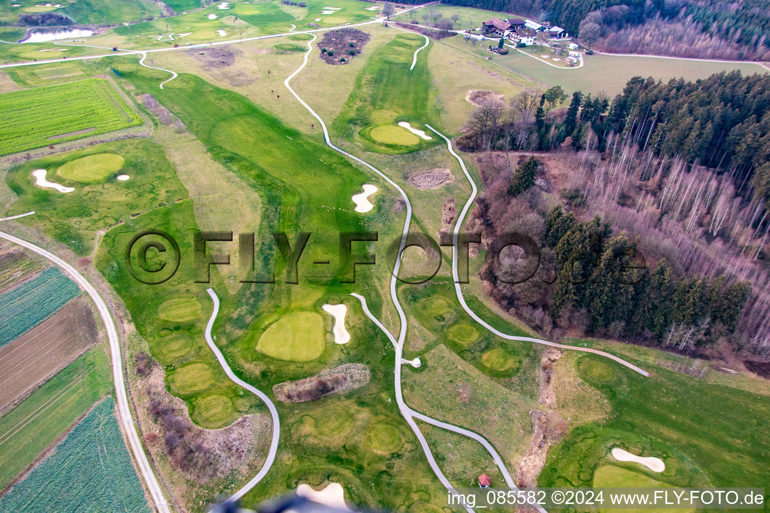 Aerial photograpy of Golf course of the Bella Vista Golf Club in Bad Birnbach in the state Bavaria, Germany