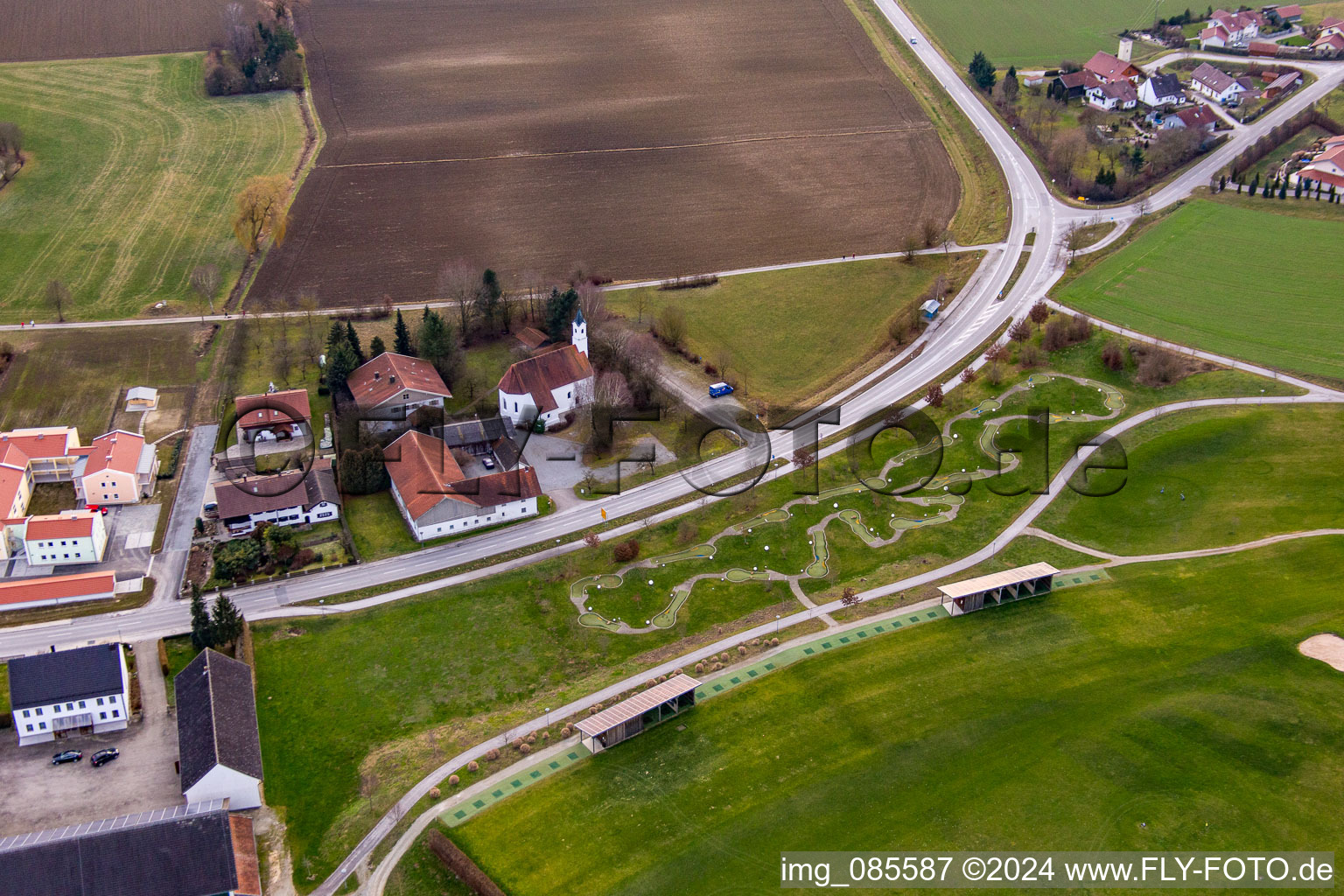 District Aunham in Bad Birnbach in the state Bavaria, Germany from the drone perspective