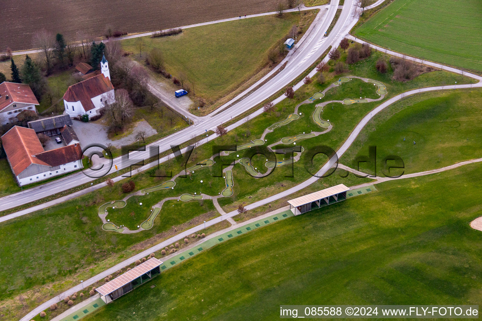 District Aunham in Bad Birnbach in the state Bavaria, Germany from a drone