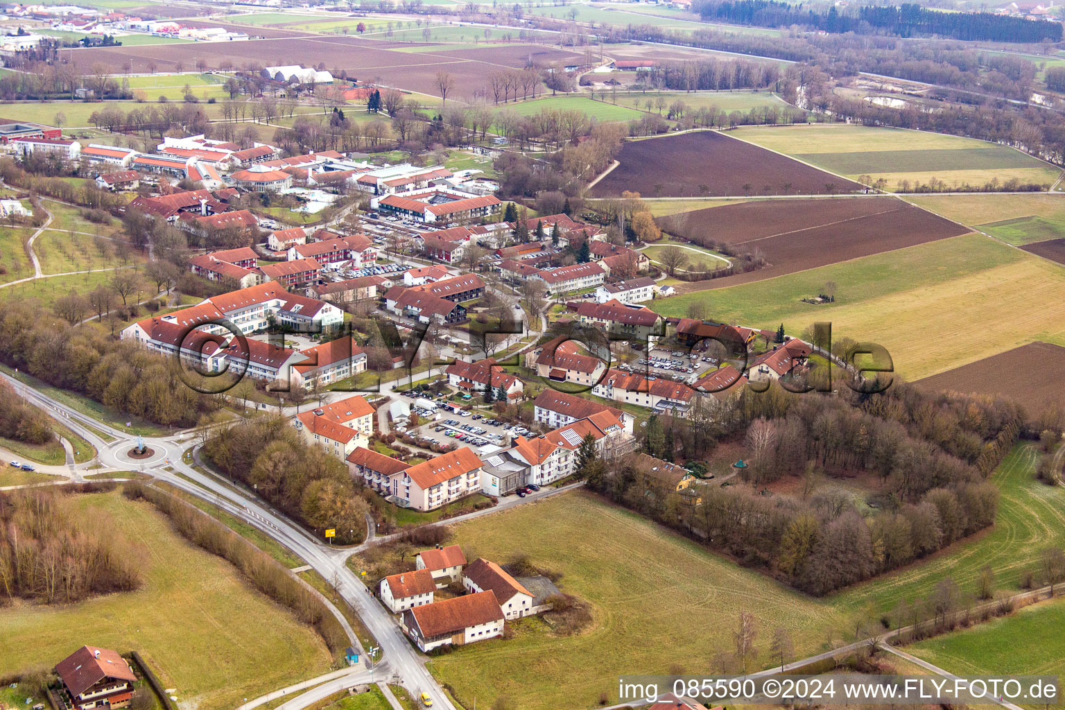 Aerial view of District Aunham in Bad Birnbach in the state Bavaria, Germany