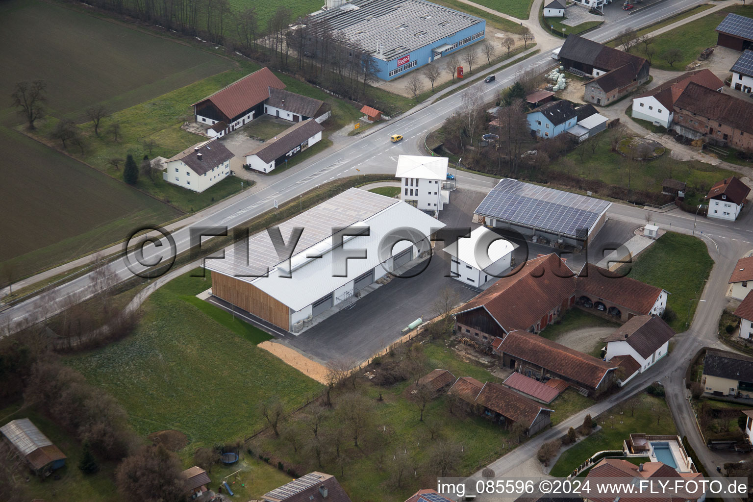 Aerial view of Mühlham in the state Bavaria, Germany