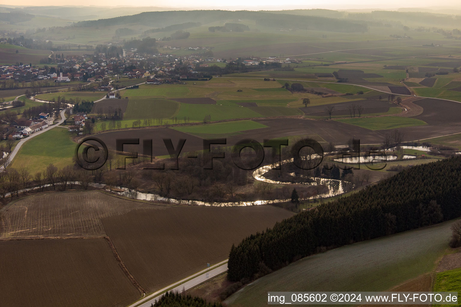 Aerial view of District Anzenkirchen in Triftern in the state Bavaria, Germany