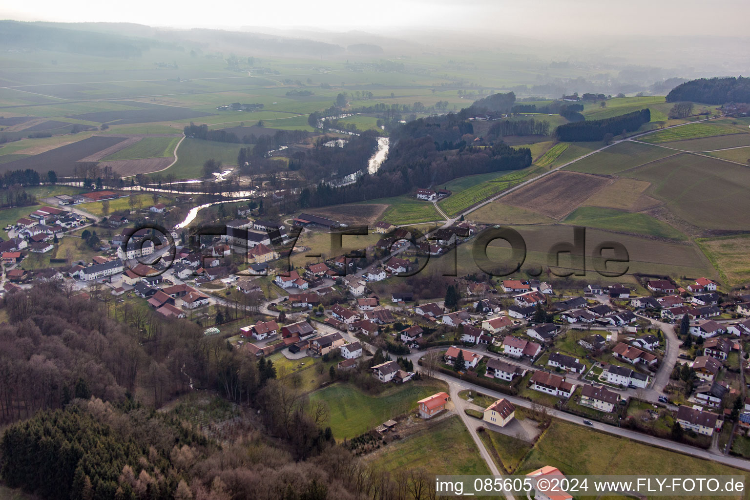 Aerial view of District Hirschbach in Bad Birnbach in the state Bavaria, Germany