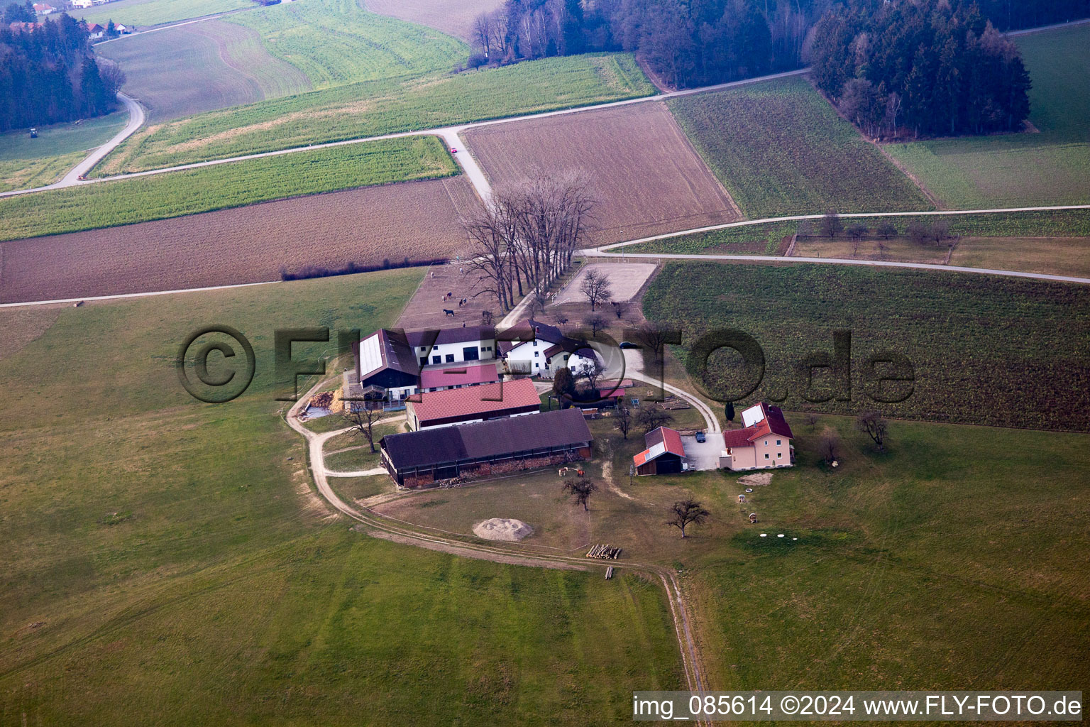 Aerial view of Oberham in the state Bavaria, Germany