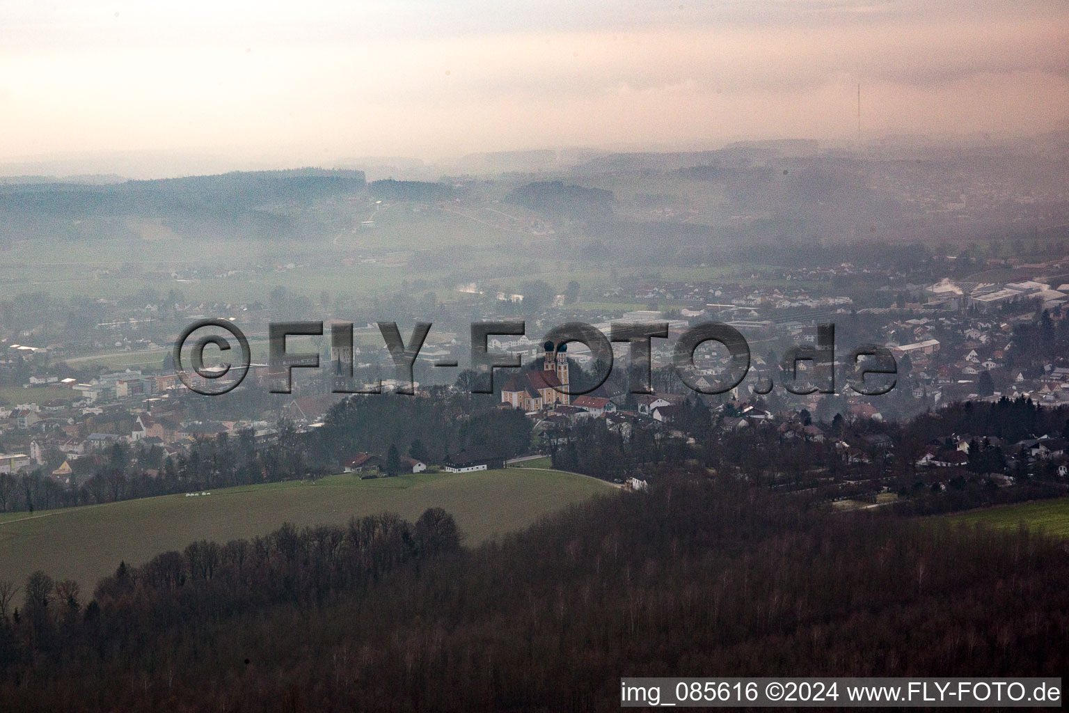 Aerial view of Pfarrkirchen in the state Bavaria, Germany