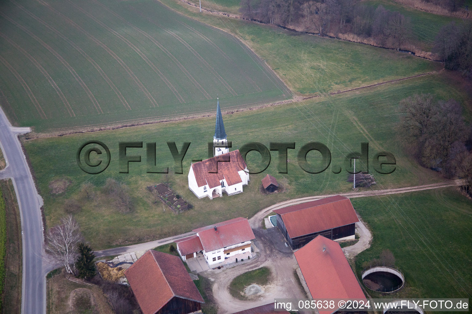 Aerial photograpy of Gambach in the state Bavaria, Germany