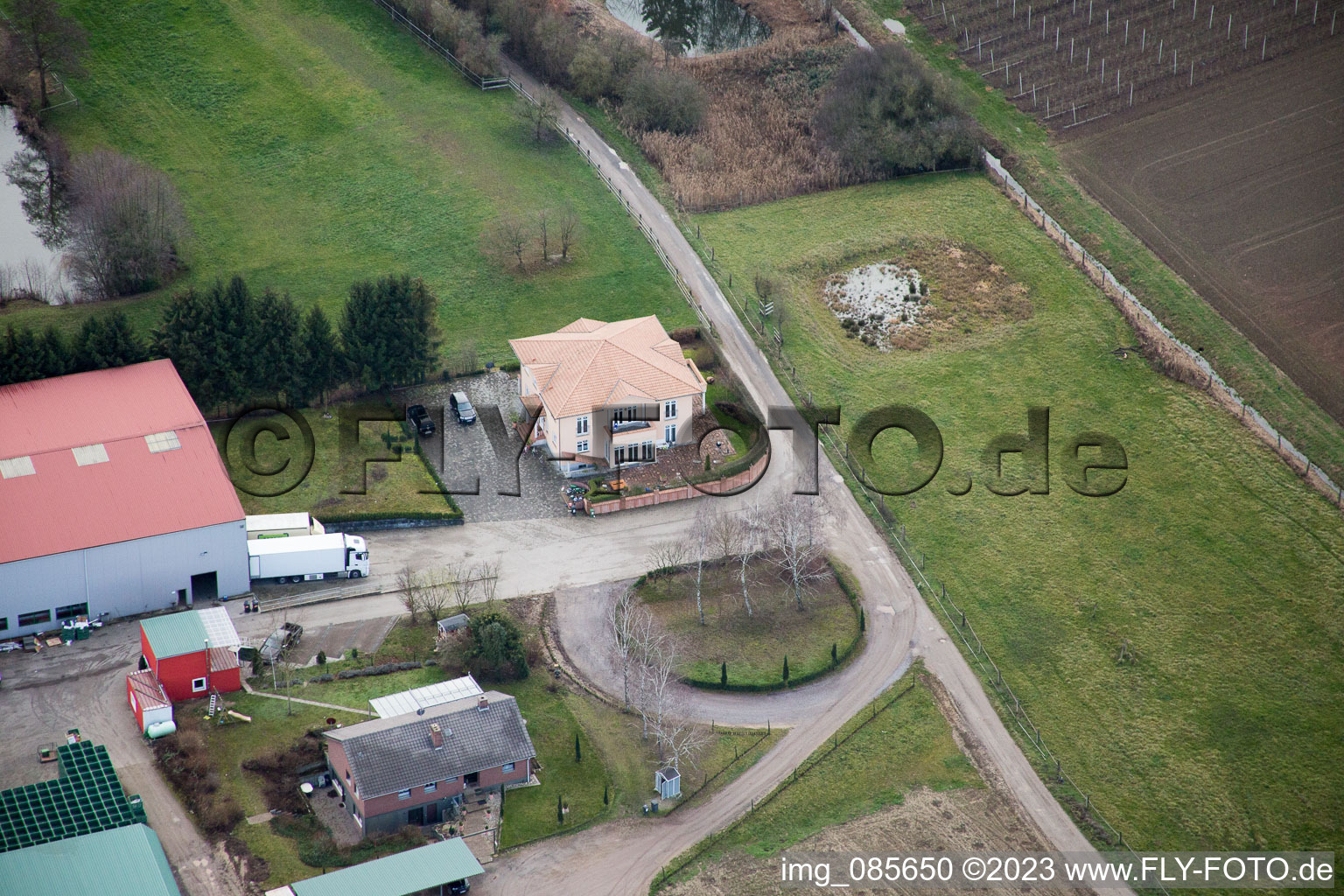 Drone recording of District Herxheim in Herxheim bei Landau/Pfalz in the state Rhineland-Palatinate, Germany