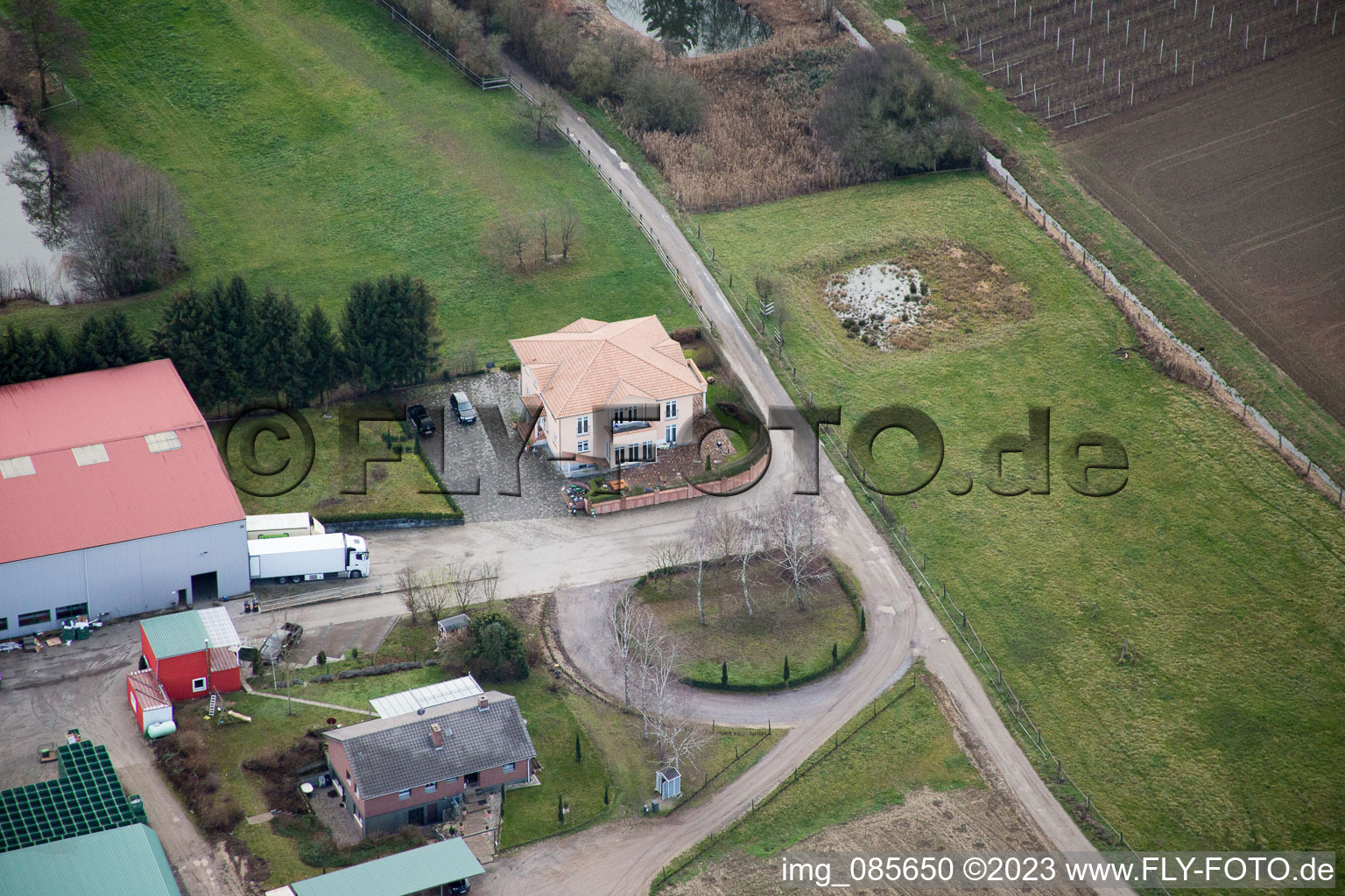 Drone recording of District Herxheim in Herxheim bei Landau in the state Rhineland-Palatinate, Germany