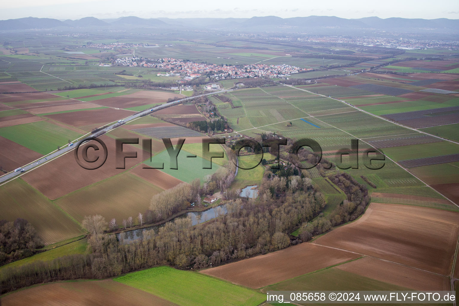 Oblique view of Insheim in the state Rhineland-Palatinate, Germany