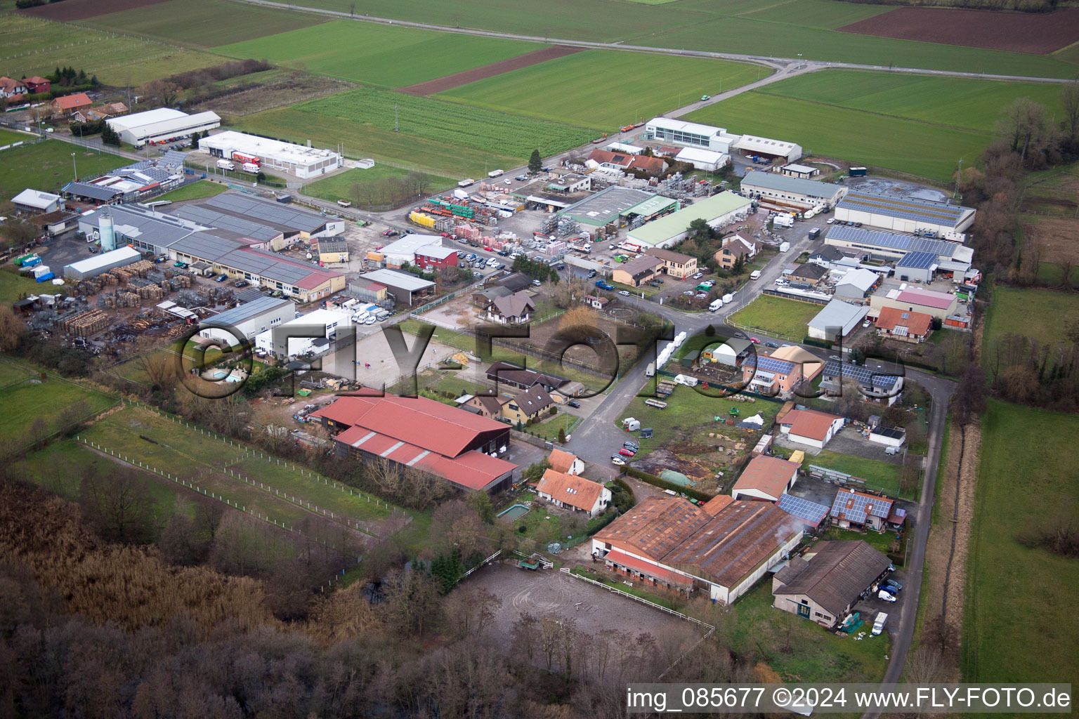 Drone recording of Rohrbach in the state Rhineland-Palatinate, Germany